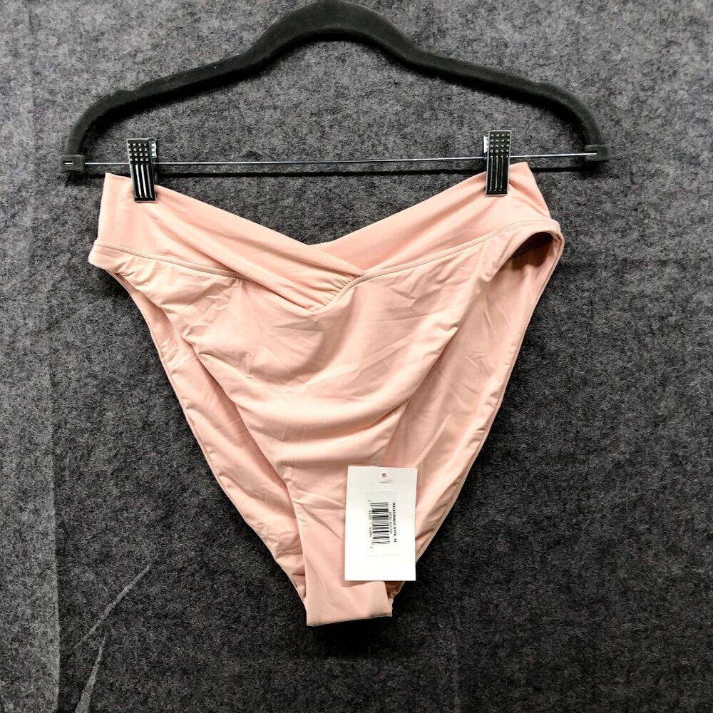 NWT‎ Dippin Daisy High Cut Cheeky Bikini Bottom Womens XL Blush Pink Solid